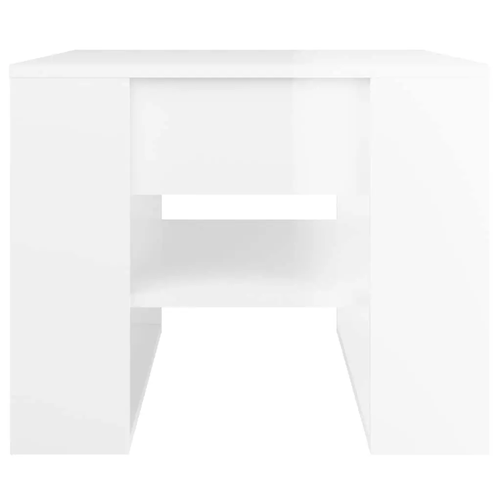 High Gloss White Coffee Table with Storage Shelf