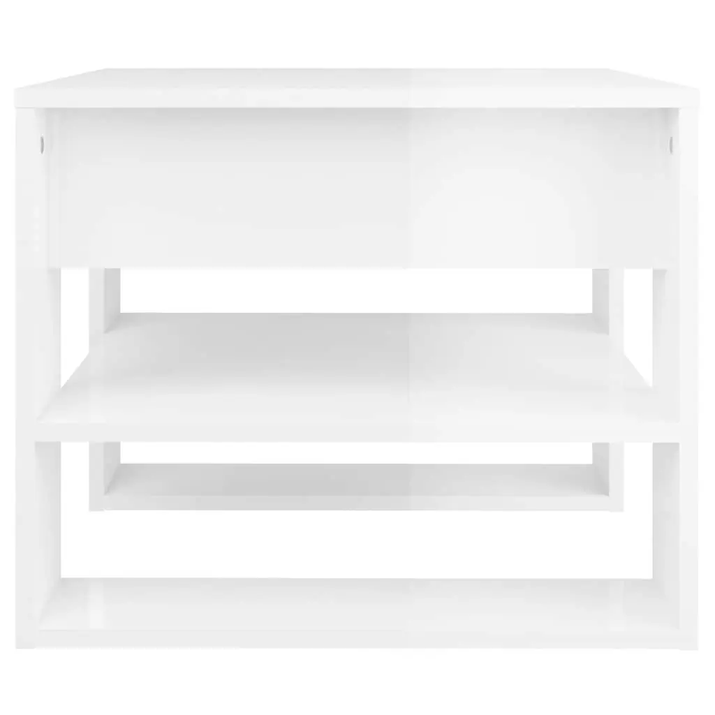 High Gloss White Coffee Table with Storage Shelf