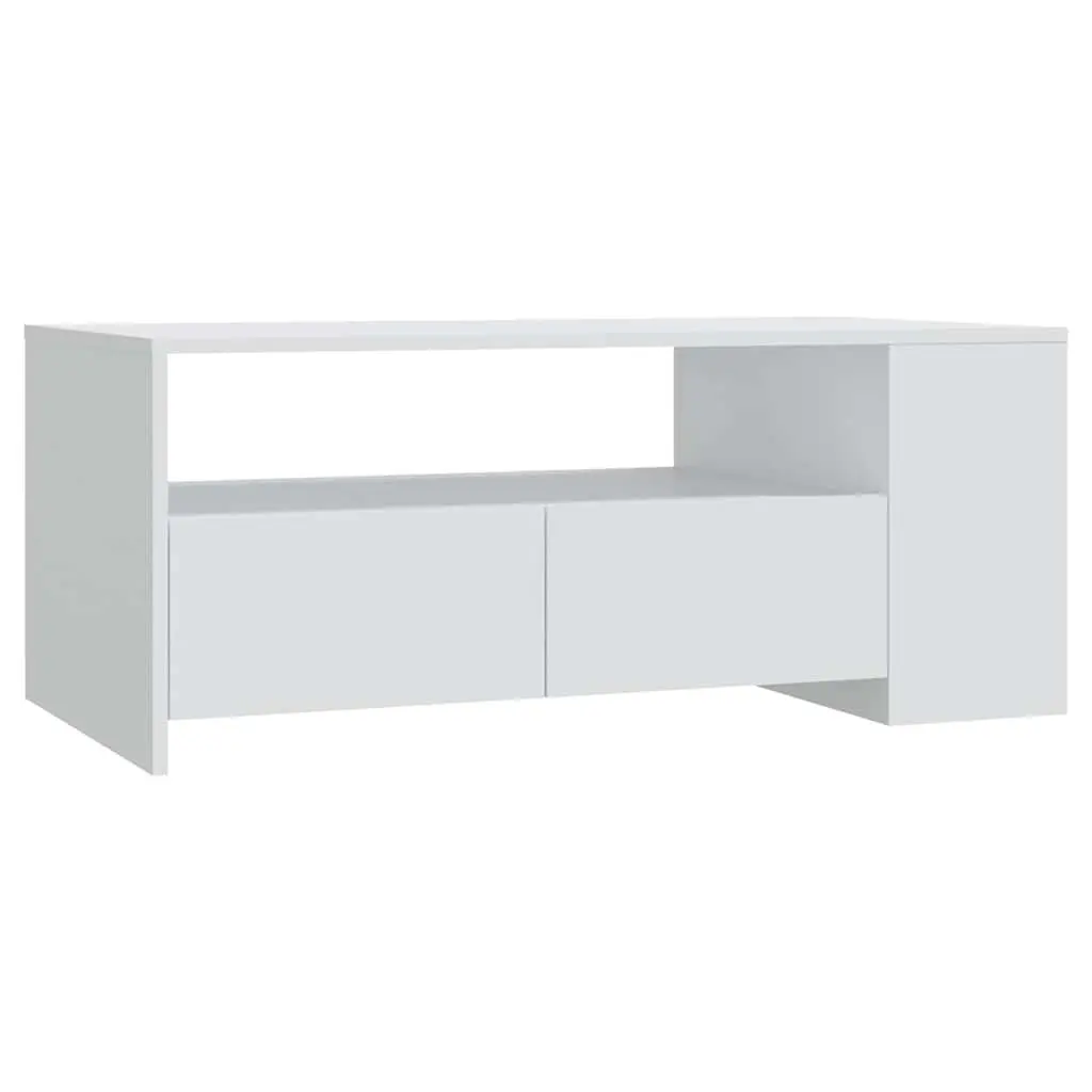 White Coffee Table with Storage Drawers