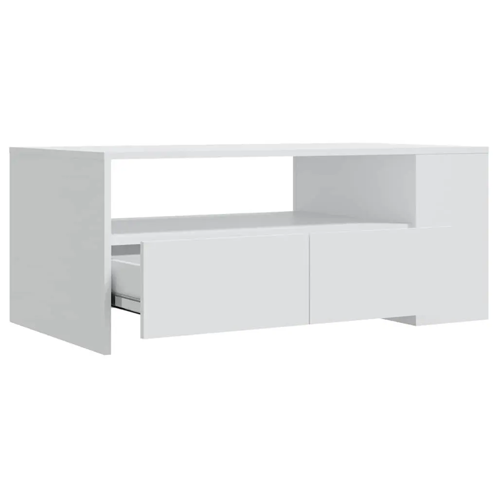White Coffee Table with Storage Drawers