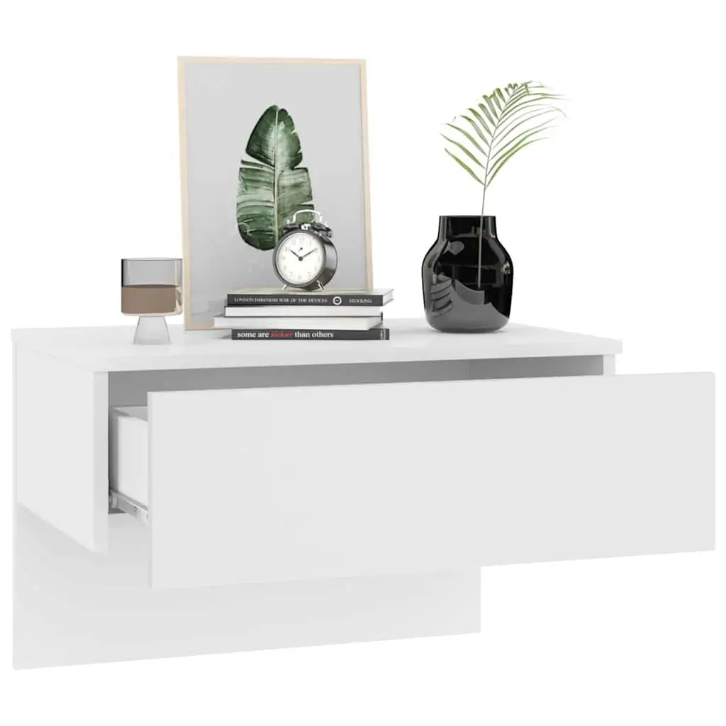 Set of 2 White Wall-Mounted Bedside Cabinets