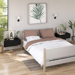 Set of 2 Black Floating Bedside Cabinets for Storage