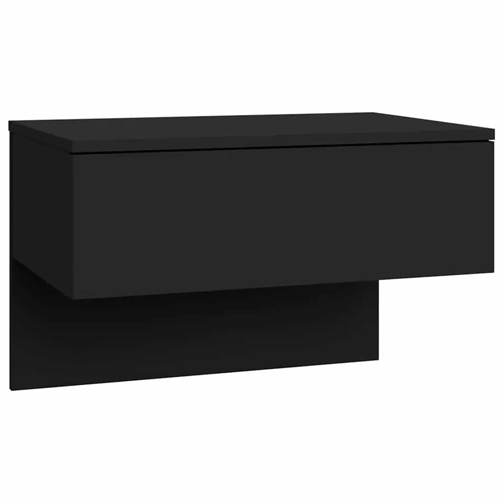 Bedside Cabinets Engineered Wood Black Wall-mounted Floating Storage Shelves Set of 2
