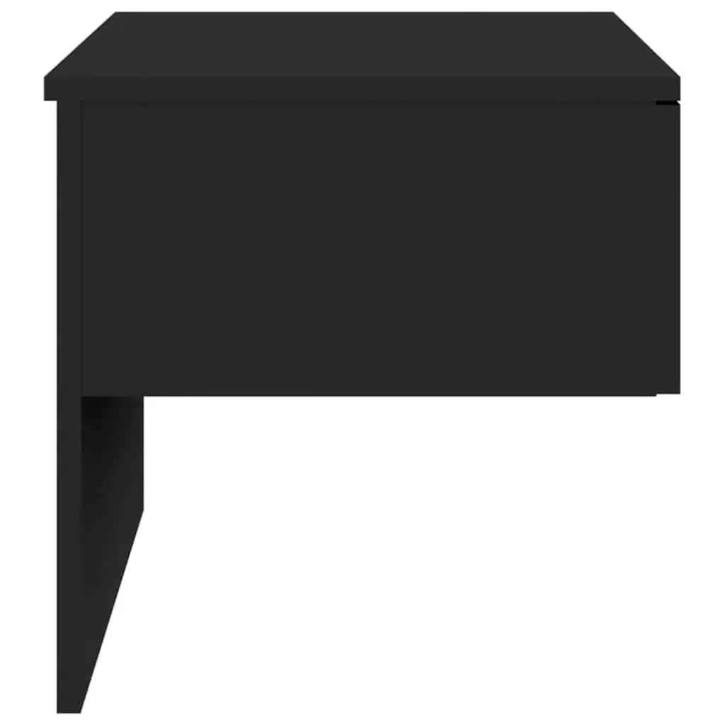 Bedside Cabinets Engineered Wood Black Wall-mounted Floating Storage Shelves Set of 2