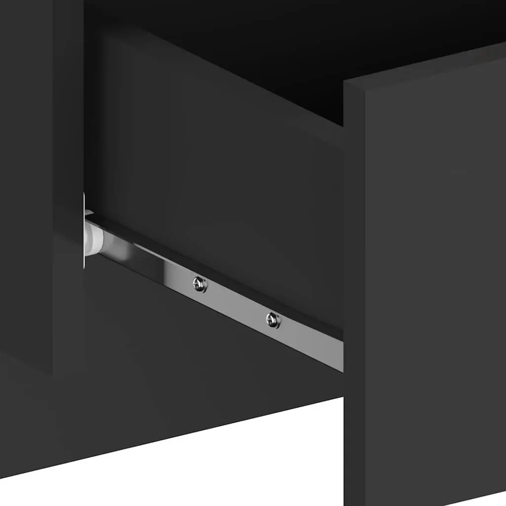 Bedside Cabinets Engineered Wood Black Wall-mounted Floating Storage Shelves Set of 2