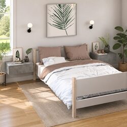 Floating Bedside Cabinets Set of 2 in Grey Engineered Wood