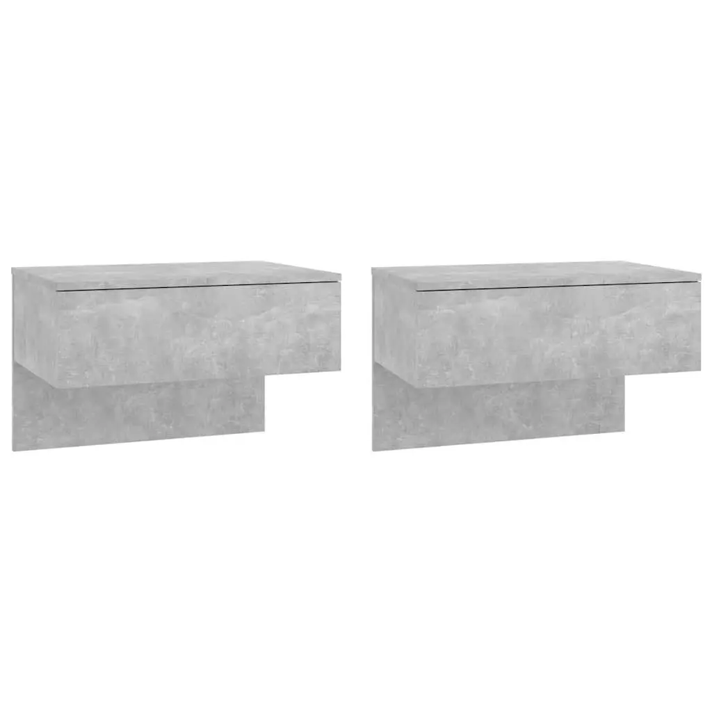 Floating Bedside Cabinets Set of 2 in Grey Engineered Wood