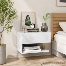Floating White Bedside Cabinet for Enhanced Storage