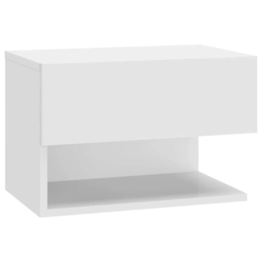Wall-mounted Bedside Cabinet White Floating Storage Unit Bedroom Organiser