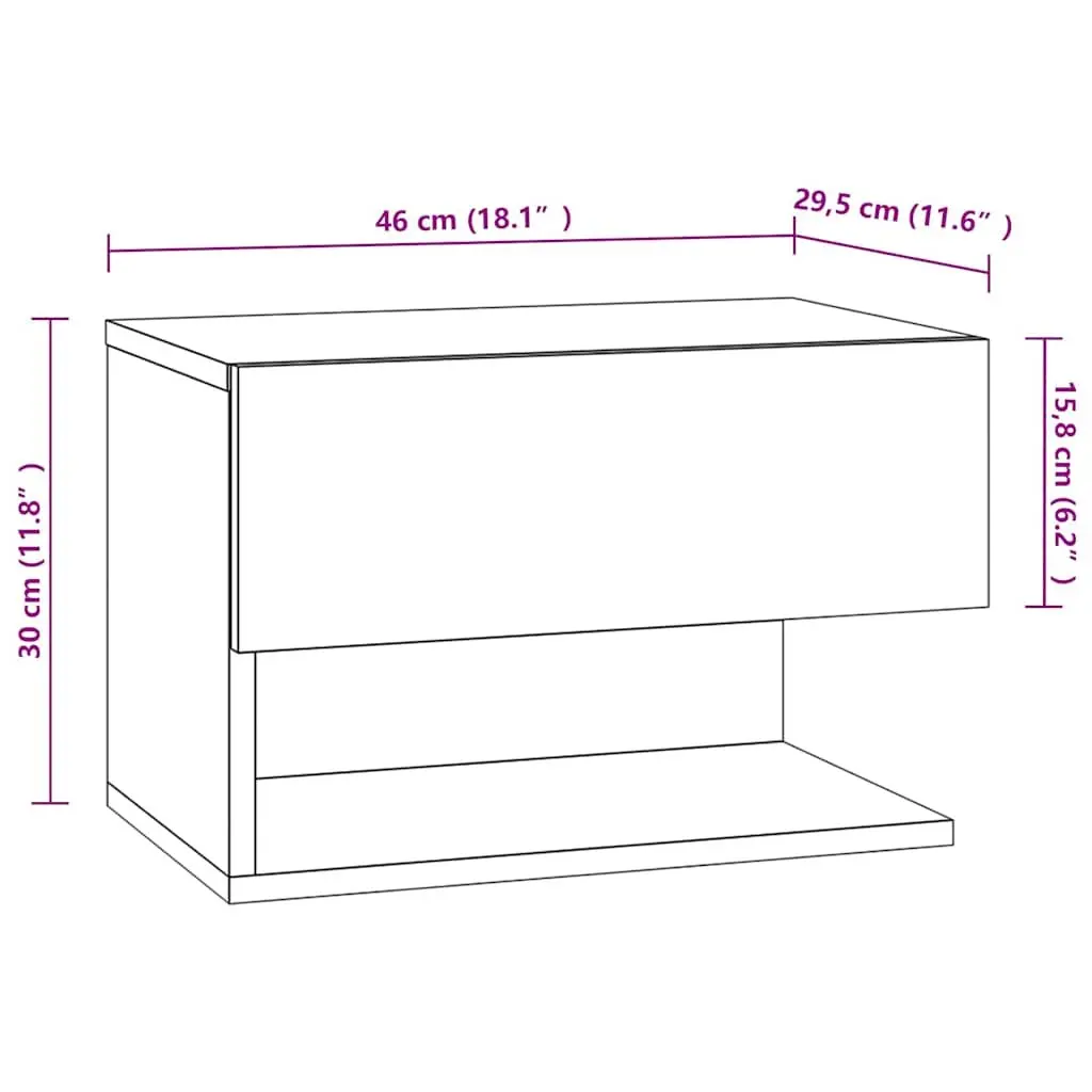 Wall-mounted Bedside Cabinet Black Floating Storage Unit Bedroom Organiser