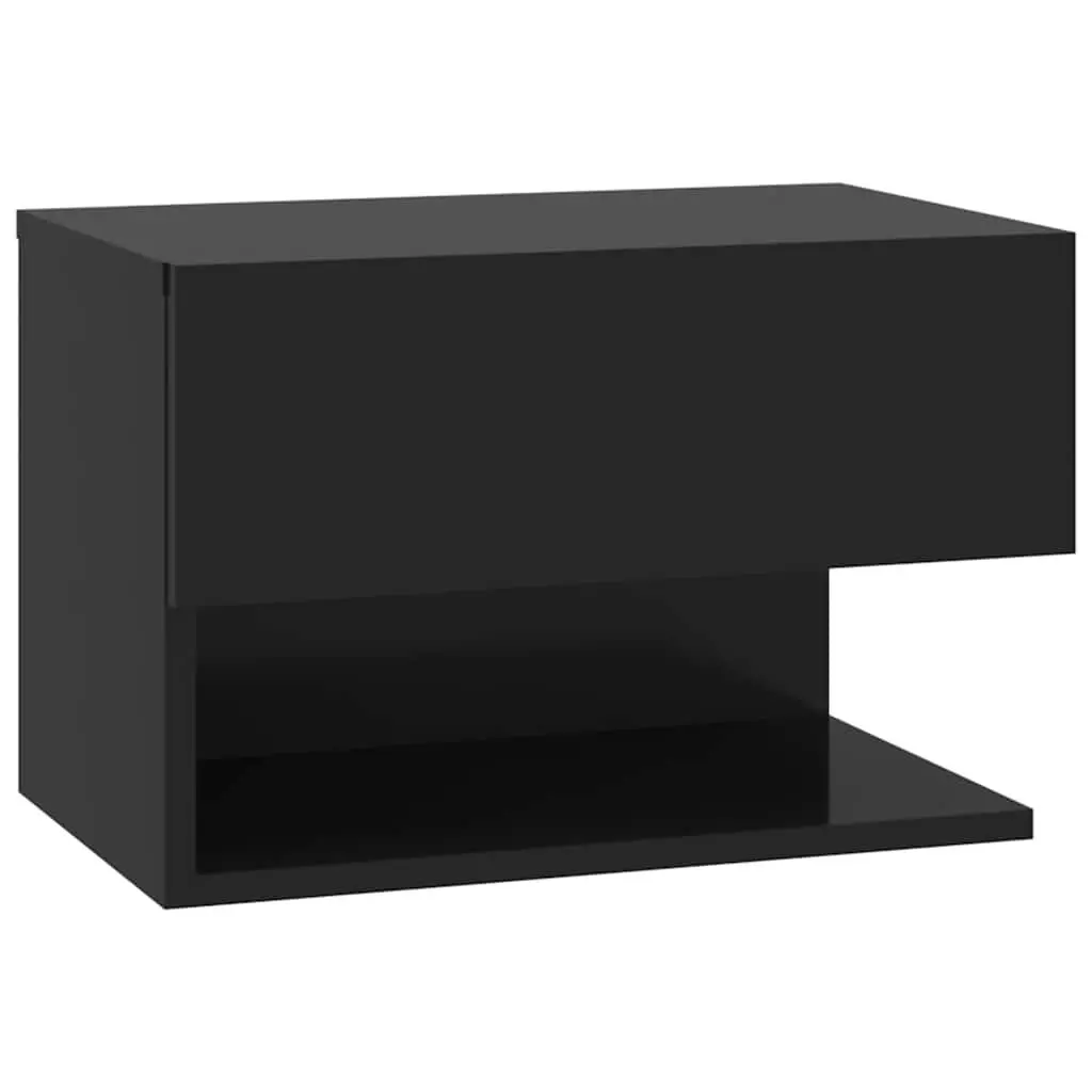 Wall-mounted Bedside Cabinets 2 pcs Black Floating Storage Unit Bedroom