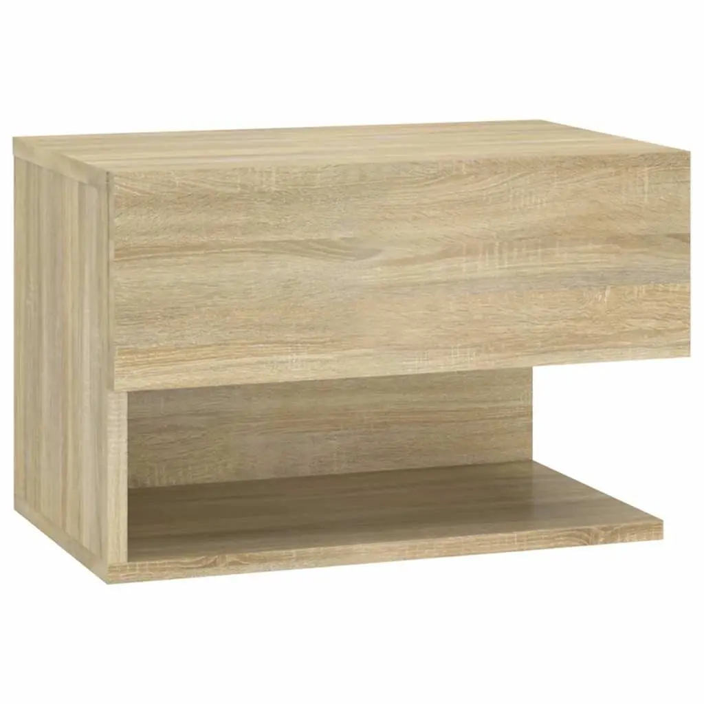 Wall-mounted Bedside Cabinet Brown Storage Floating Shelf Bedroom Nightstand