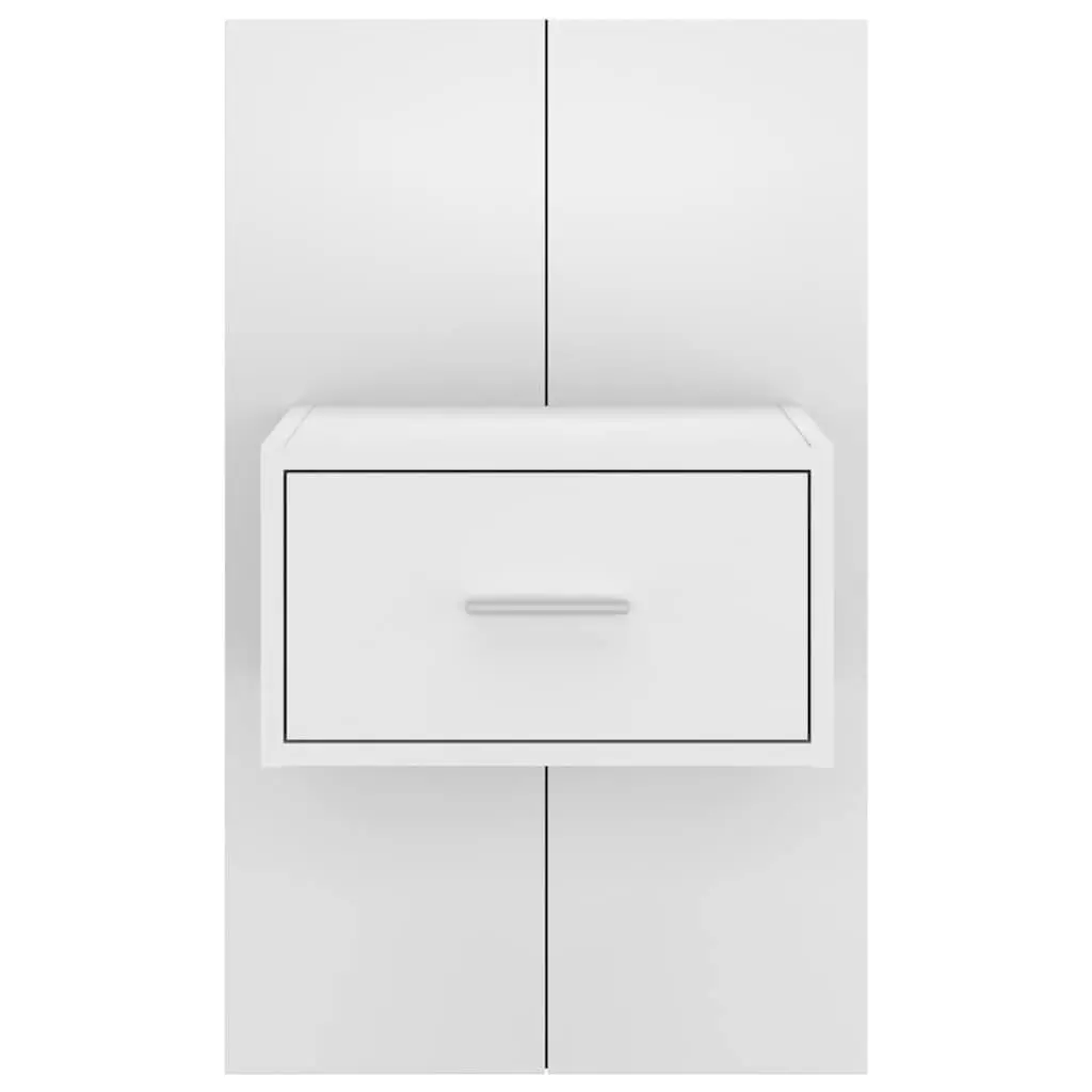 Floating White Bedside Cabinet with Spacious Drawer