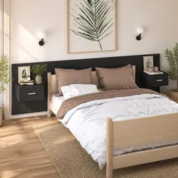Stylish Black Floating Bedside Cabinets, 2 pcs