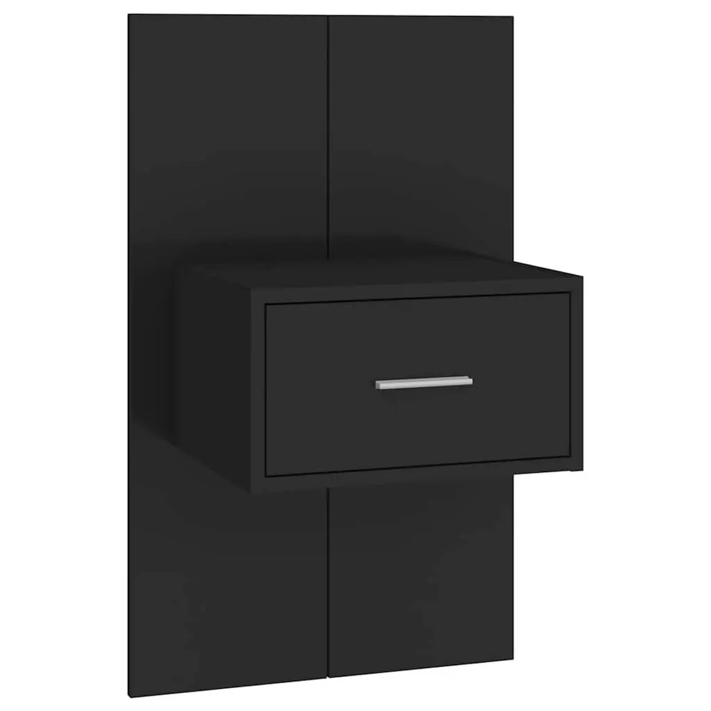 Black Floating Bedside Cabinets, 2 pcs