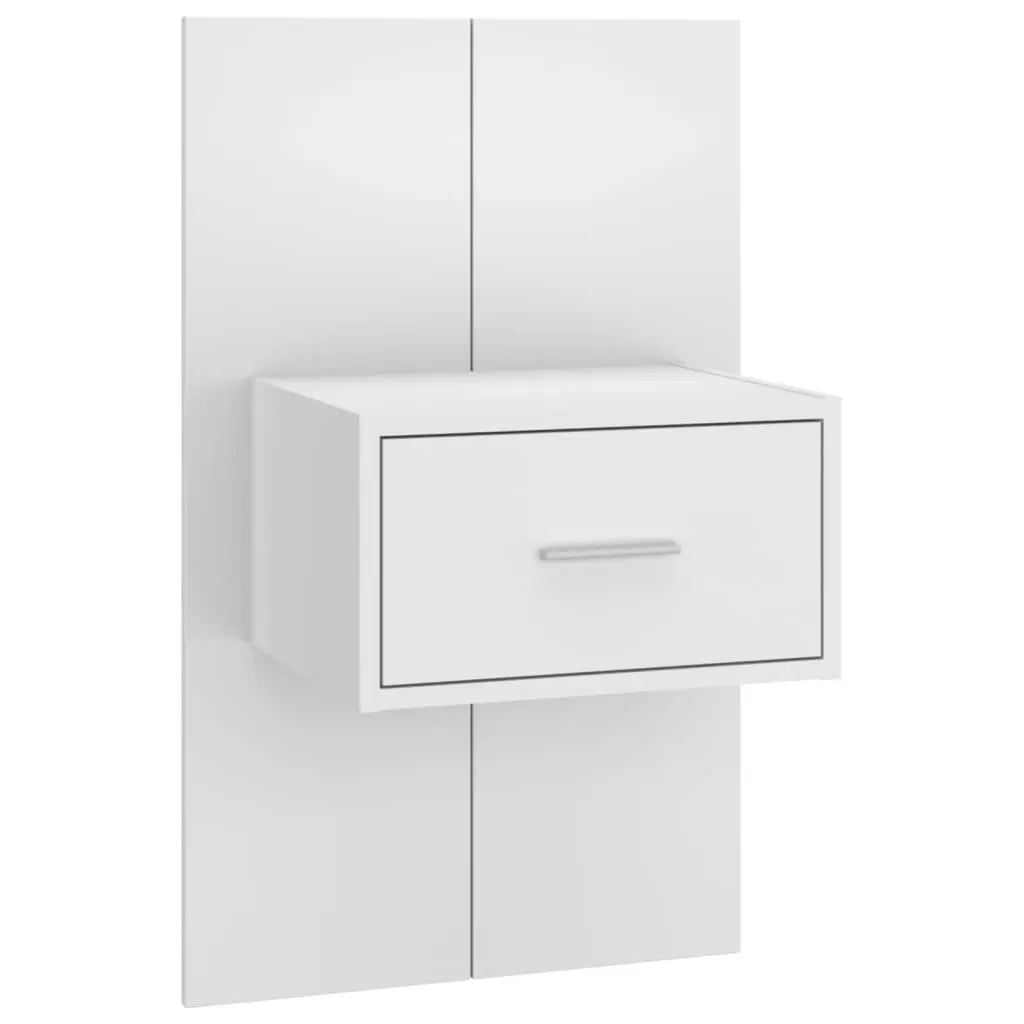 Wall-mounted Bedside Cabinets 2 pcs High Gloss White Floating Storage Drawers