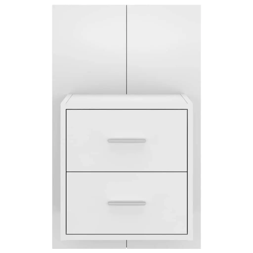 High Gloss White Floating Bedside Storage Cabinet