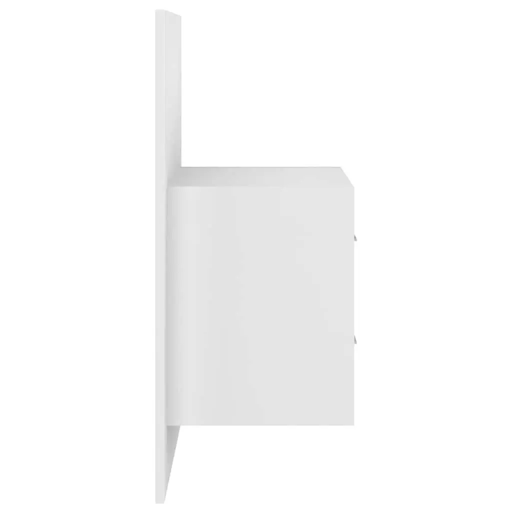 High Gloss White Floating Bedside Storage Cabinet