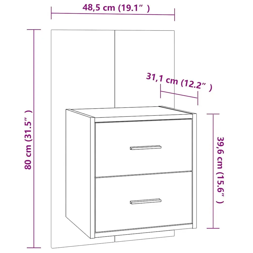 High Gloss White Floating Bedside Storage Cabinet