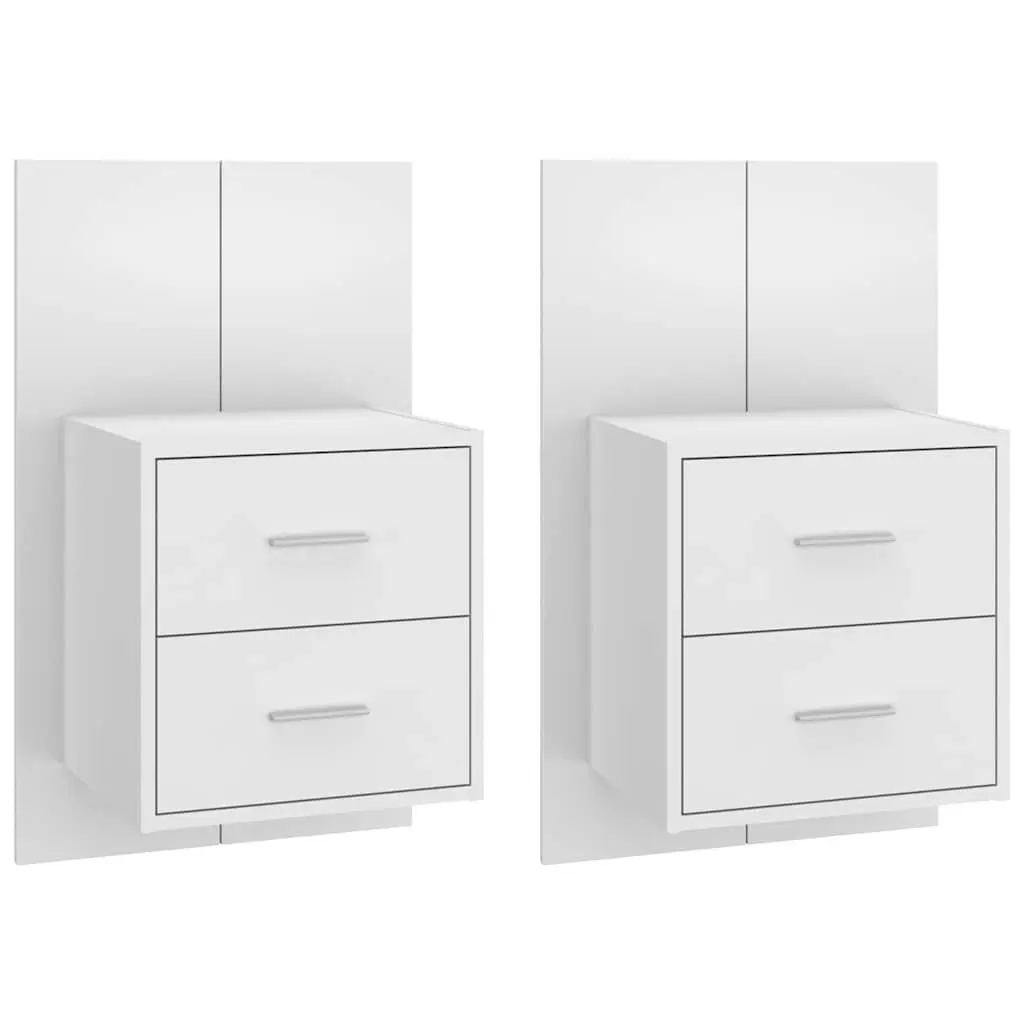 High Gloss White Wall-Mounted Bedside Cabinets 2 pcs