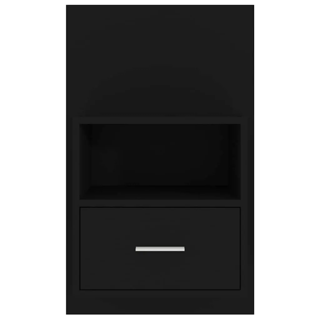Black Wall-mounted Bedside Cabinet with Storage