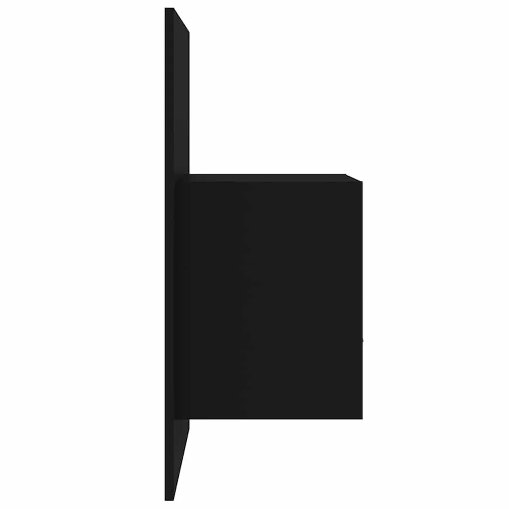 Black Wall-mounted Bedside Cabinet with Storage