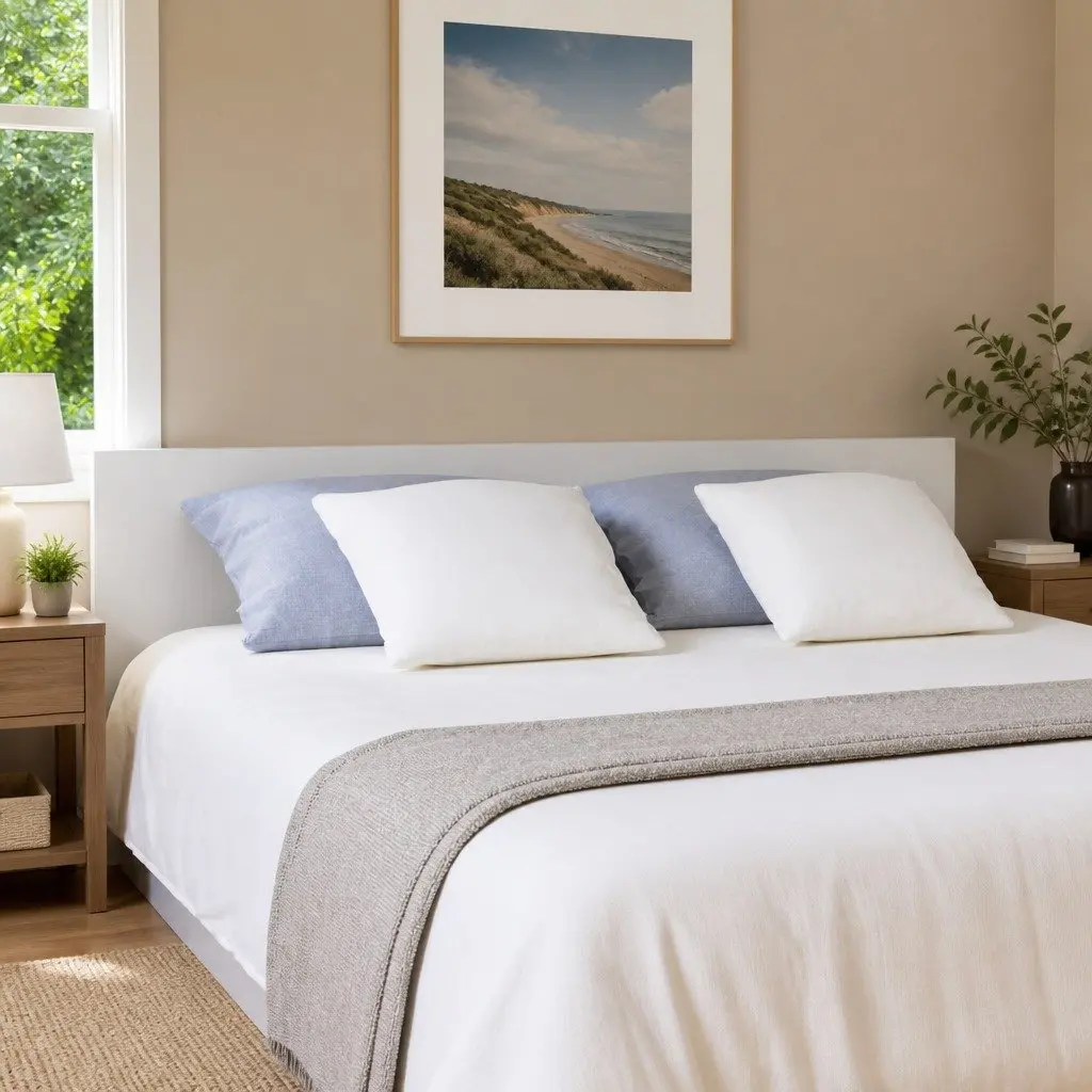 200 cm Wall-Mounted White Bed Headboard
