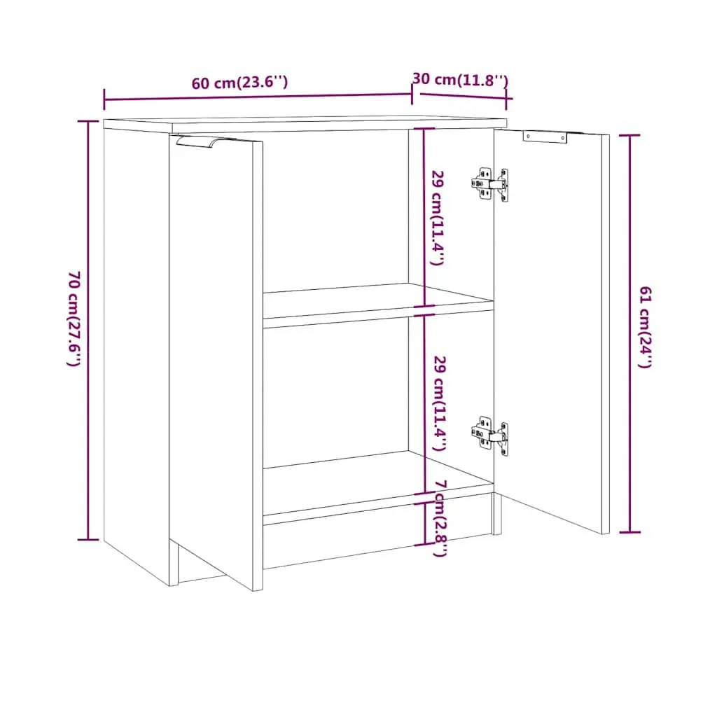 White Sideboard Storage Cabinet 60x30x70 cm