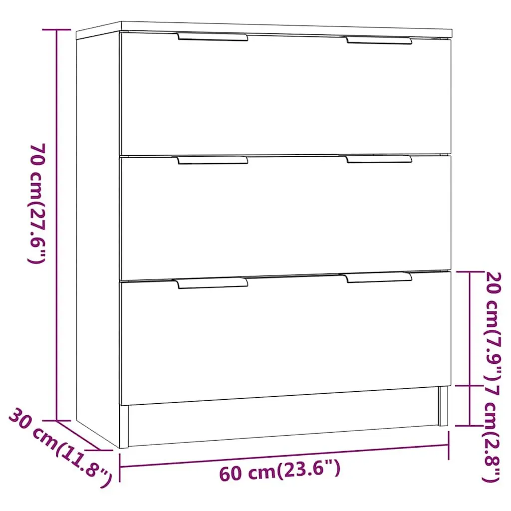 White Sideboard Cabinet with 3 Drawers