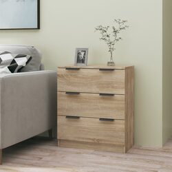 Brown Engineered Wood Sideboard Cabinet with 3 Drawers