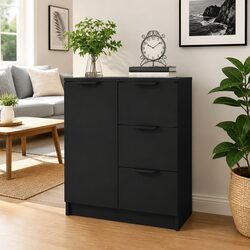 Sideboard Black 60x30x70 cm Storage Cabinet Engineered Wood Minimalist Design