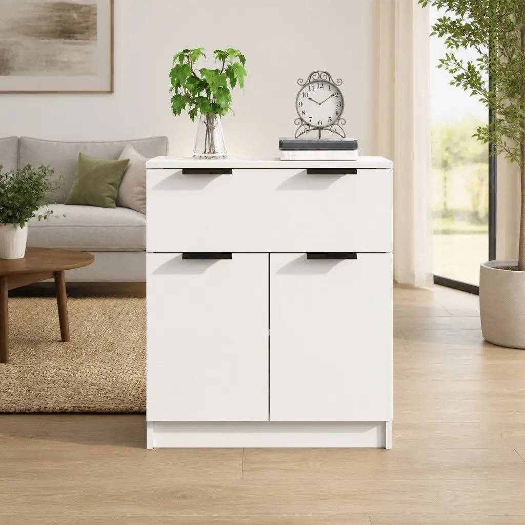 White Sideboard with Drawer & Doors for Storage