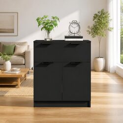 Elegant Black Sideboard 60x30x70 cm with Storage Features