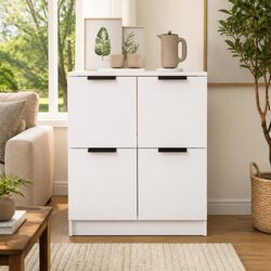 Stylish White Sideboard 60x30x70 cm with 4 Doors