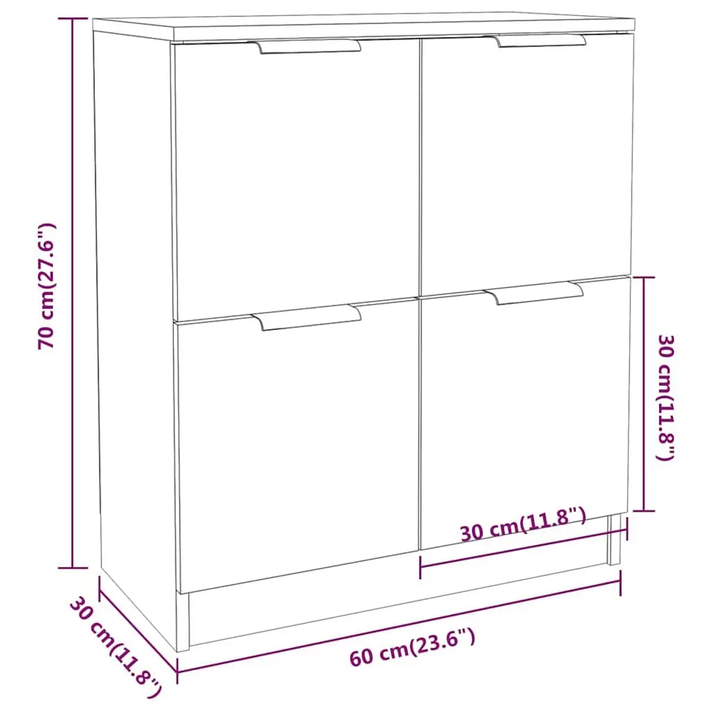 White Sideboard 60x30x70 cm with 4 Doors