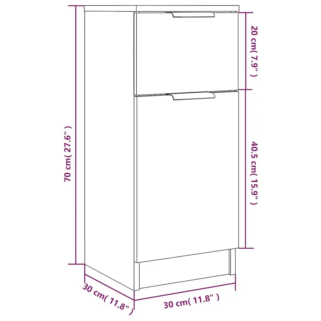 Sideboard Engineered Wood 30x30x70cm White