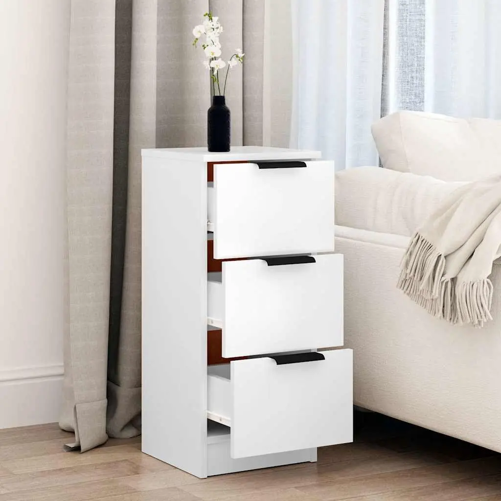 White Sideboard 30x30x70 cm with 3 Drawers
