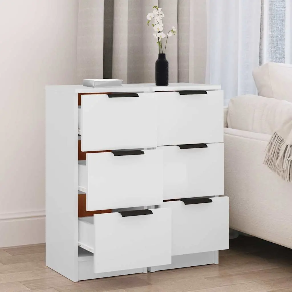 White Sideboard Cabinet with 3 Storage Drawers