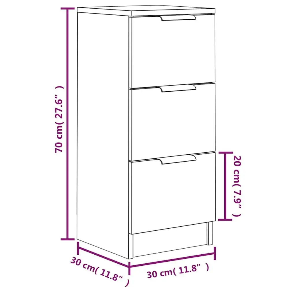 White Sideboard Cabinet with 3 Storage Drawers