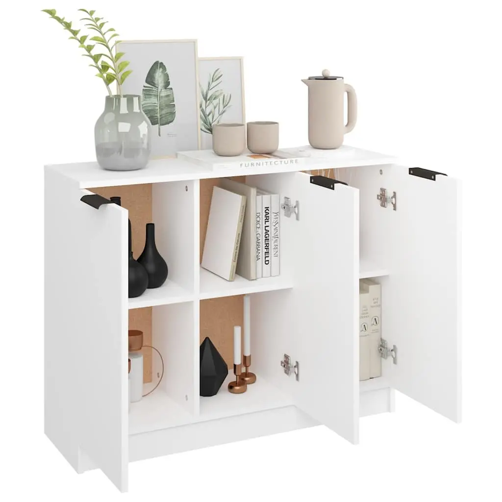 White Sideboard Storage Cabinet with 3 Doors