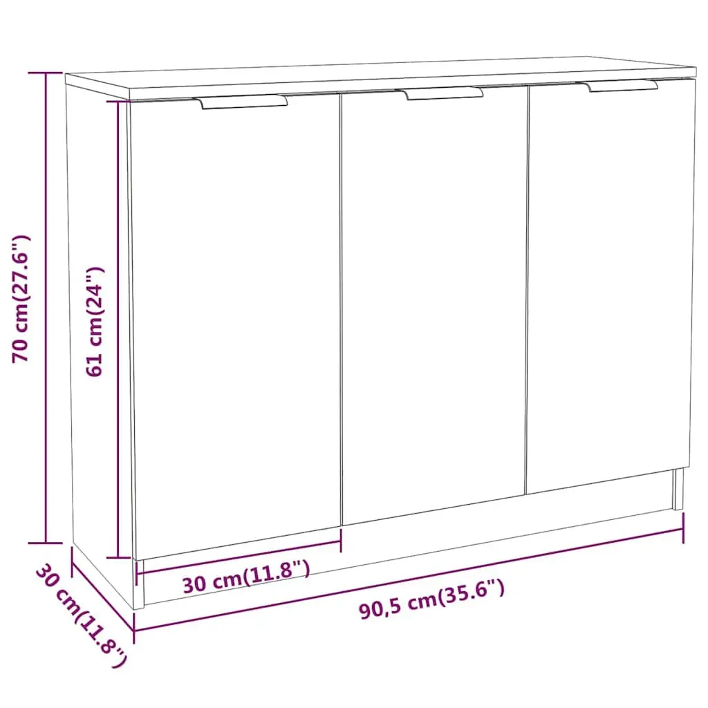 White Sideboard Storage Cabinet with 3 Doors