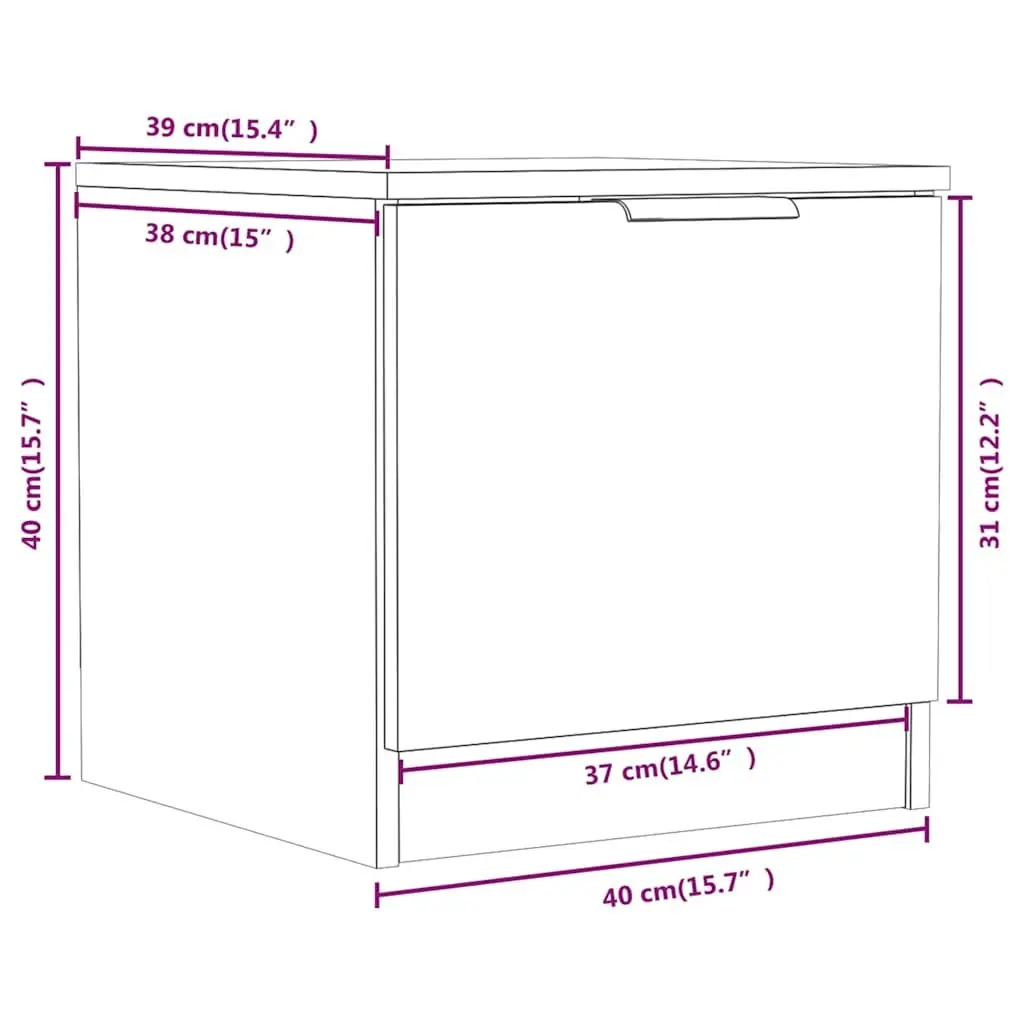 Bedside Cabinets Engineered Wood 40x39x40 cm Black 2 Piece
