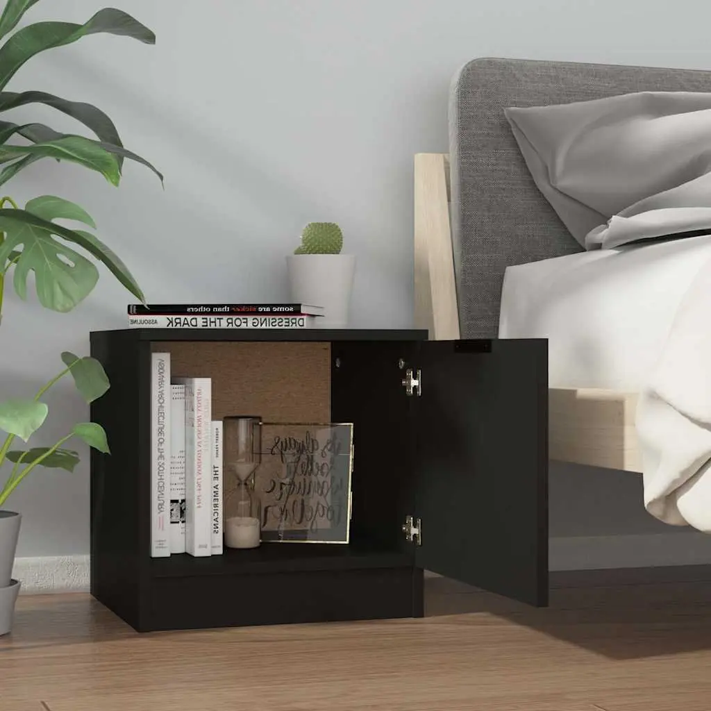 Bedside Cabinets Engineered Wood 40x39x40 cm Black 2 Piece