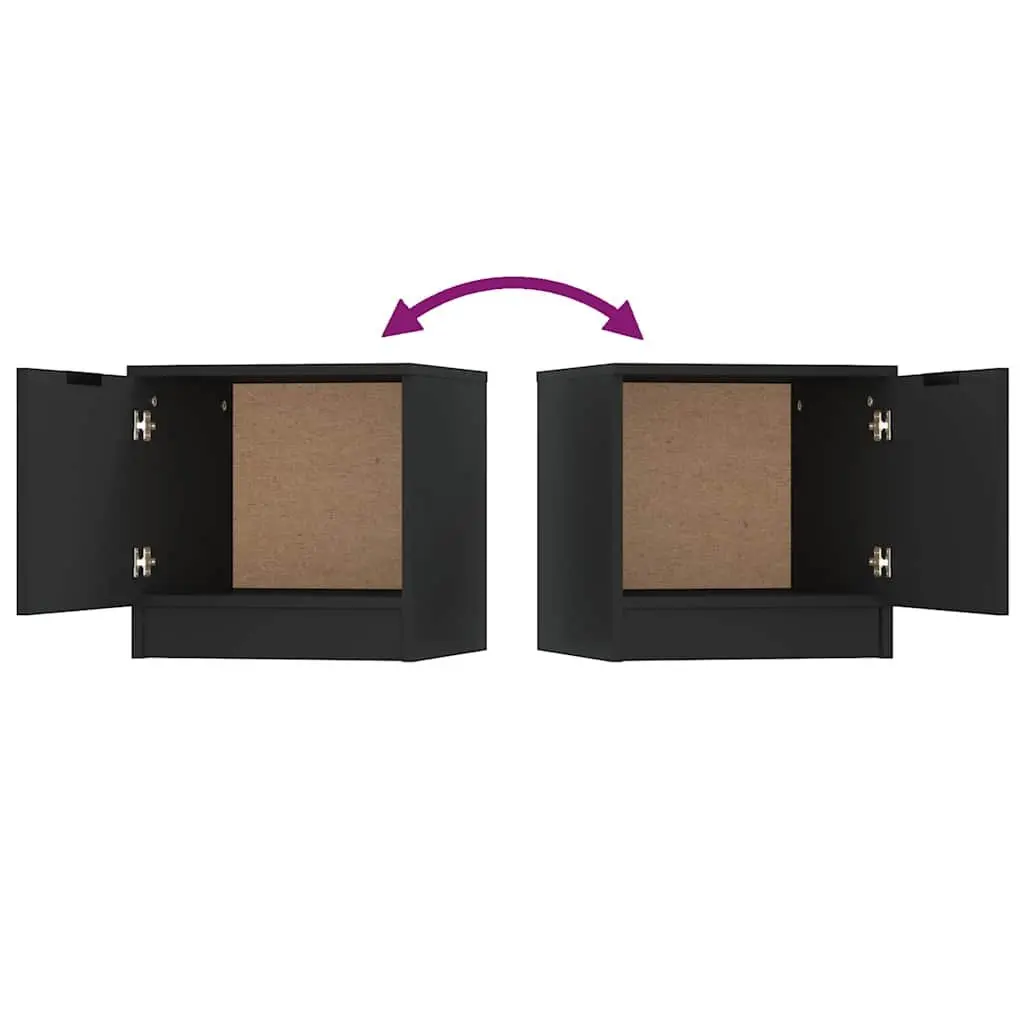 Bedside Cabinets Engineered Wood 40x39x40 cm Black 2 Piece