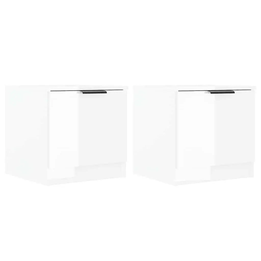 White Nightstand Storage Cabinet Set of 2