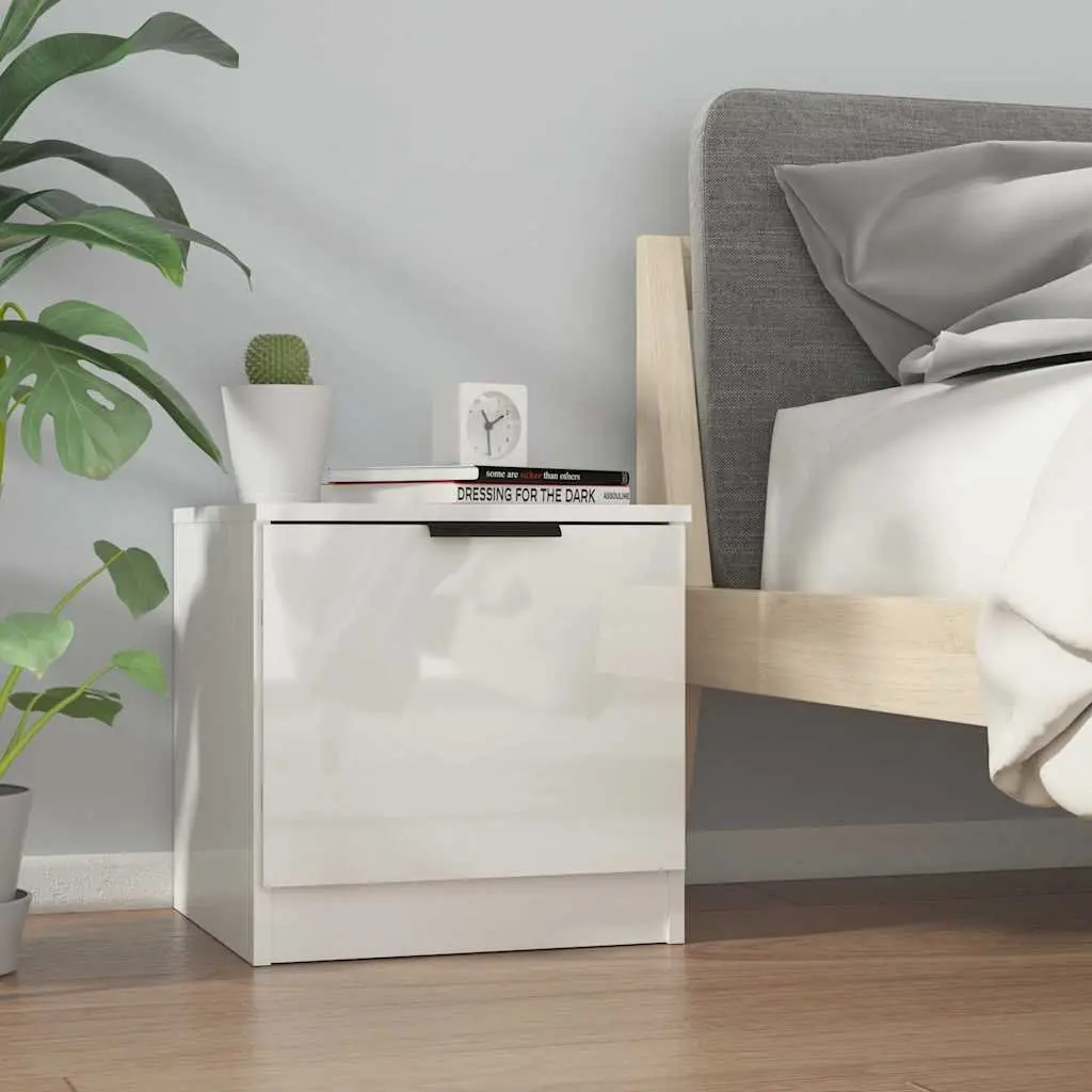 White Nightstand Storage Cabinet Set of 2