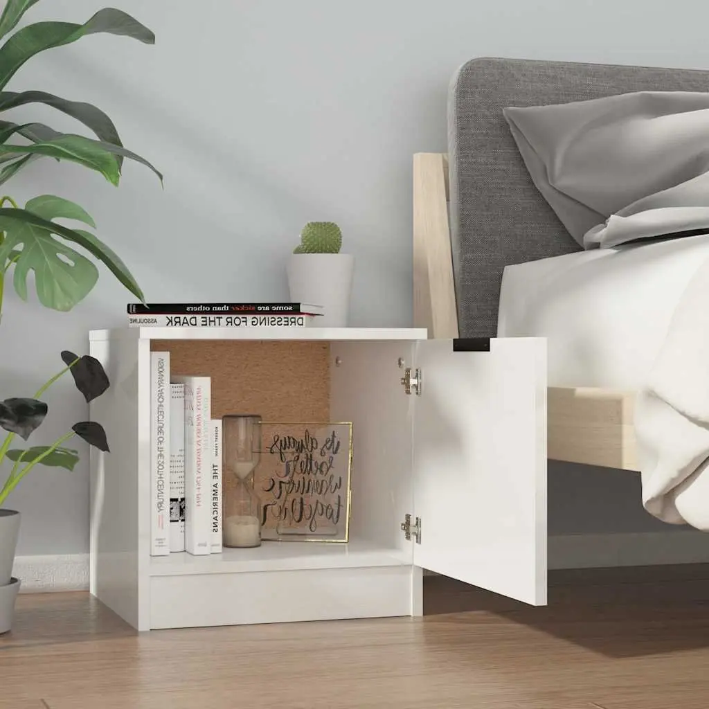 White Nightstand Storage Cabinet Set of 2