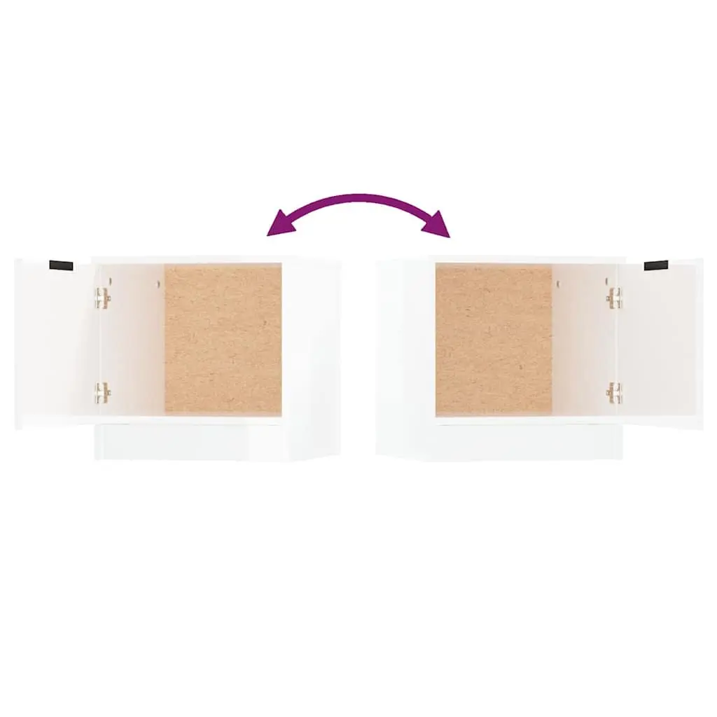 White Nightstand Storage Cabinet Set of 2