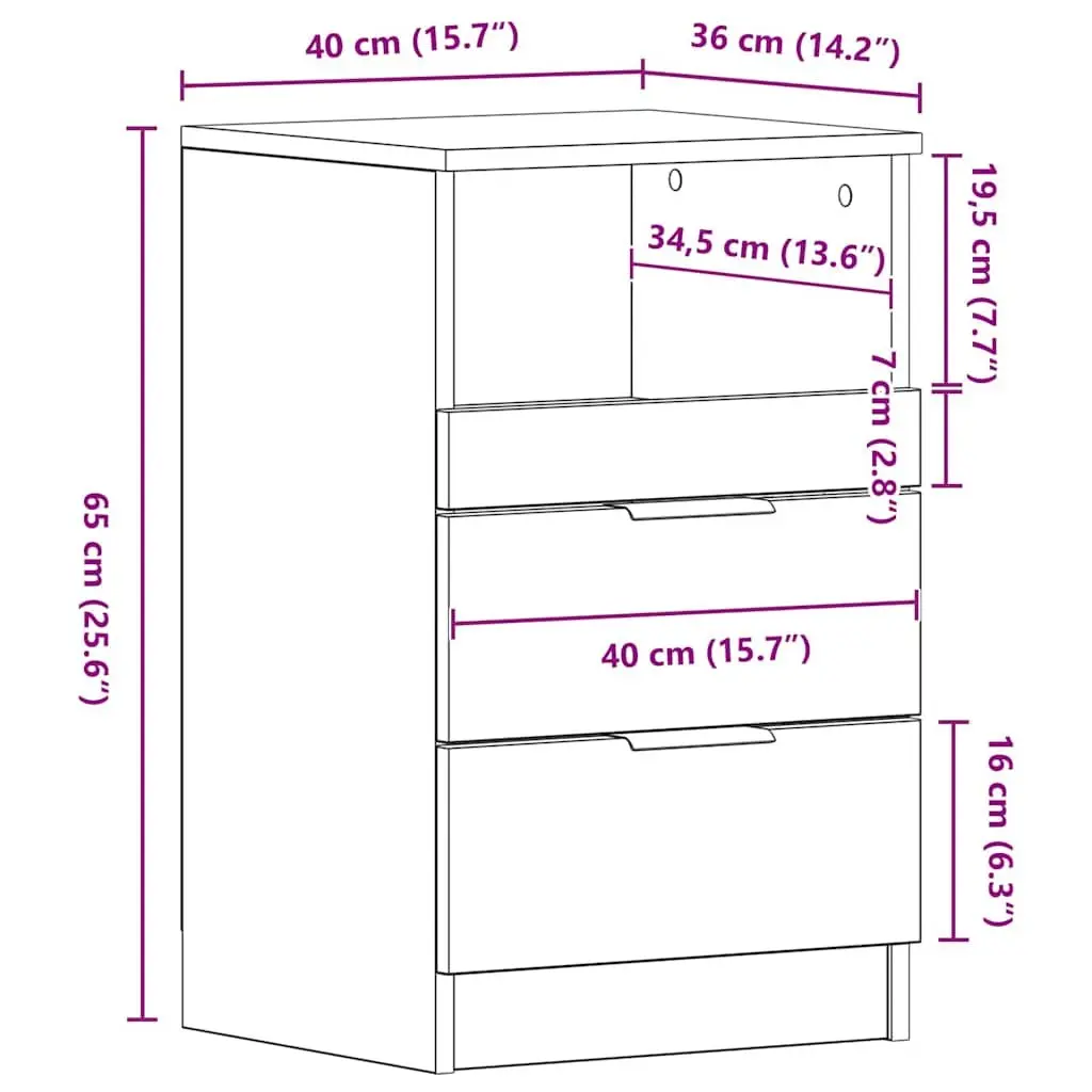 White Engineered Wood Nightstand Set with Drawers