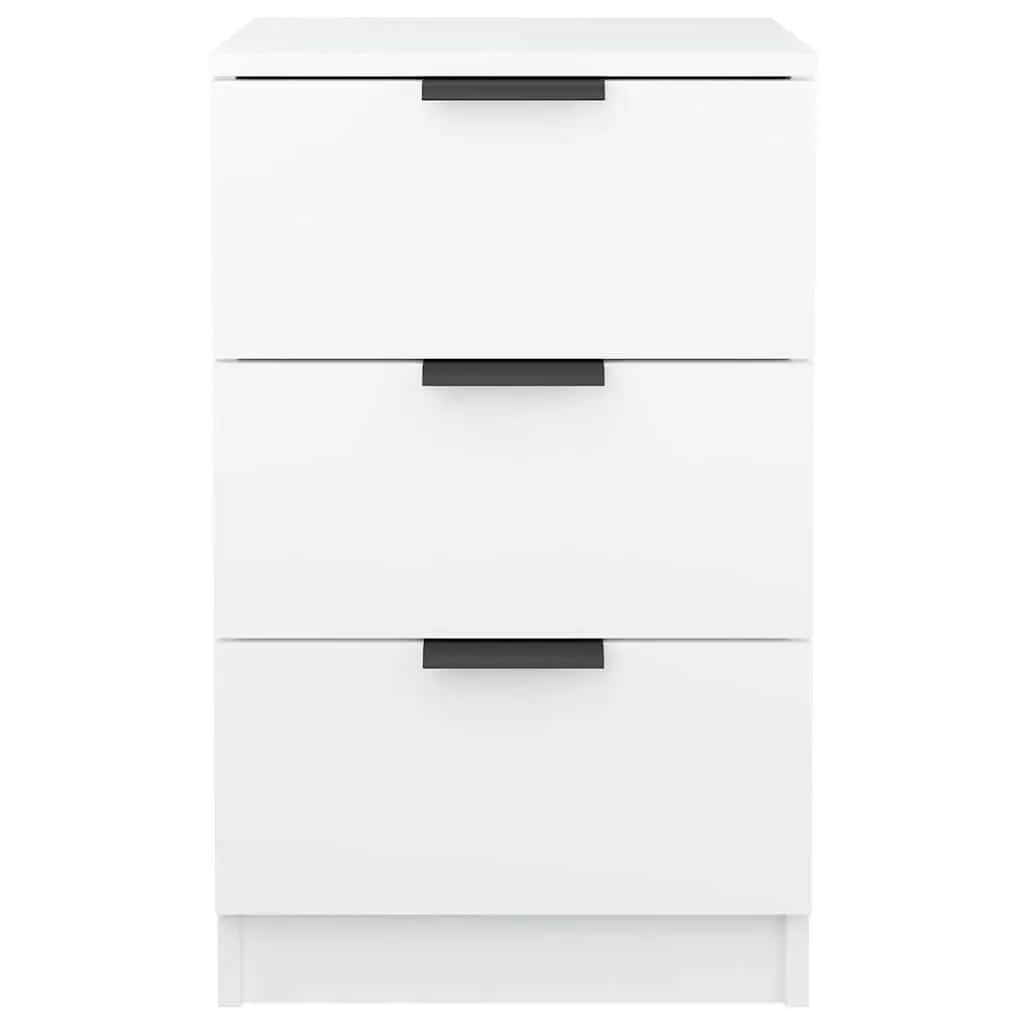 White Bedside Cabinet with Three Drawers